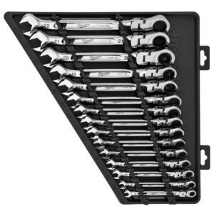 Milwaukee Combination Wrench Set Metric Flex Head Ratcheting 15pc