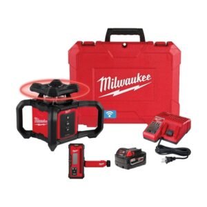 Milwaukee M18 Red Exterior Rotary Laser Level Kit with Receiver