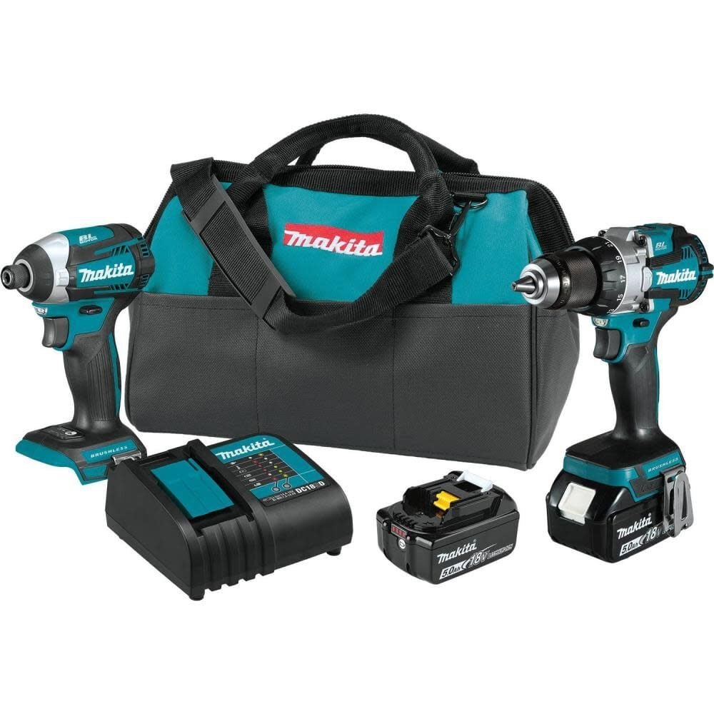 Makita 18V LXT Brushless Cordless 2pc Combo Kit with Two 5.0Ah Batteries