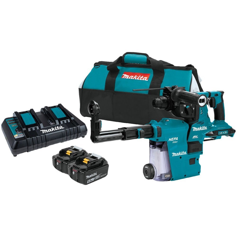 Makita 18V X2 (36V) LXT 1 1/8in AVT Rotary Hammer Kit SDS Plus with Extractor AWS