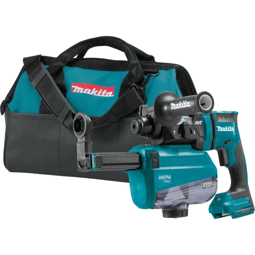 Makita 18V LXT 11/16in AVT SDS Plus Rotary Hammer Kit with HEPA Dust Extractor (Bare Tool)