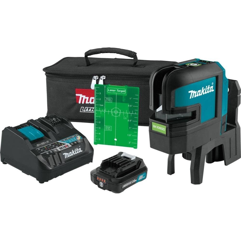 Makita 12V max CXT Self-Leveling Cross-Line/4-Point Green Beam Laser Kit