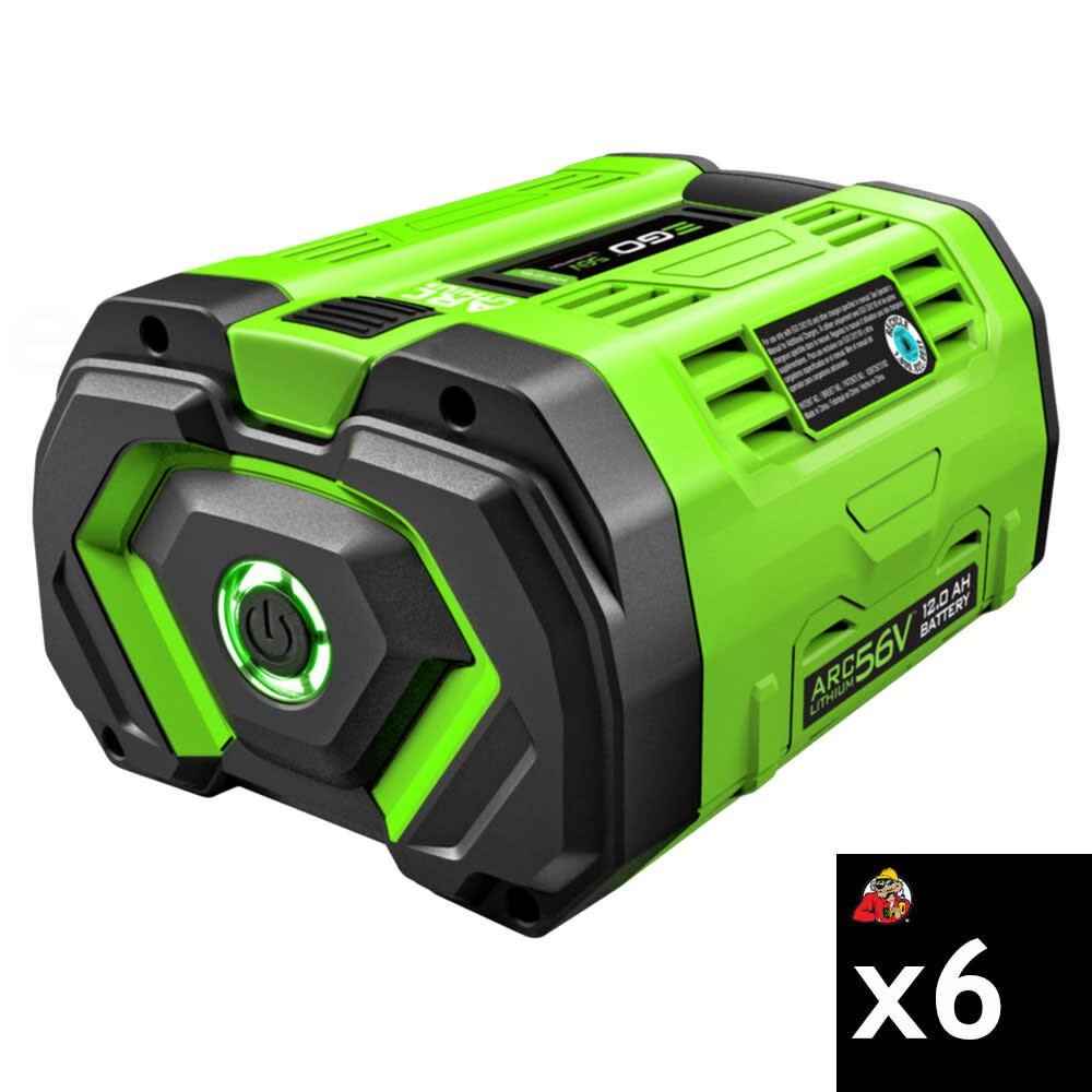 EGO POWER+ 56V 12Ah Lithium Ion Power Tool Battery Pack with Fuel Indicator (6 Pack)
