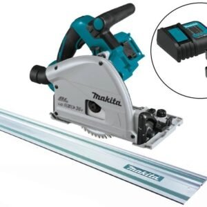 Makita 18V X2 LXT Lithium-Ion (36V) Brushless 6-1/2 Inch Plunge Circular Saw, 55 Inch Guide Rail, & 4 Ah Battery and Charger Starter Pack Bundle