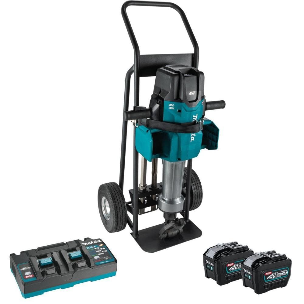 Makita 80V max (40V max X2) XGT Brushless 70 lb. 1-1/8 Inch Hex AVT Breaker Hammer 8 Ah Kit, AWS Capable