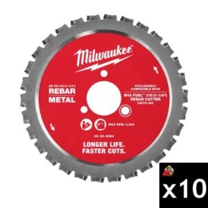 Milwaukee Rebar Cutting Blade for #10 1-1/4 Inch Rebar, 10 Pieces